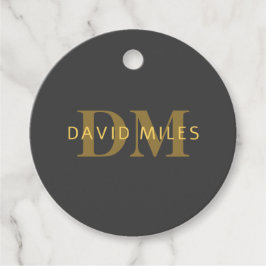 Snyggt Namn & Monogram | GULD & MÖRK GRÅTT Gåvor Etiketter