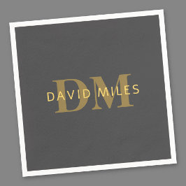 Snyggt Namn & Monogram | GULD & MÖRK GRÅTT Pappersservett