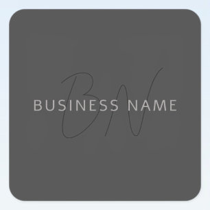 Snyggt namn och monogram Mörkgrå Fyrkantigt Klistermärke