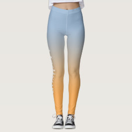 Snyggt Namn på ljusblå till Orange övertoning Leggings