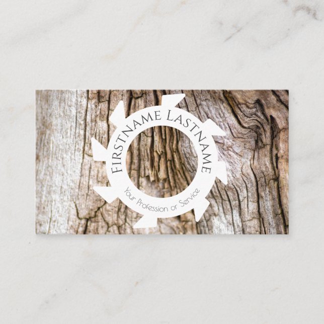 Snyggt Naturligt organiskt trä med vita sågformer Visitkort (Framsida)