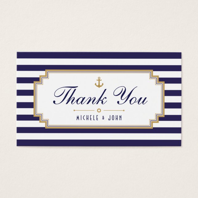 Snyggt Nautical Blue White Tack Märkre Cards Visitkort (Framsidan)