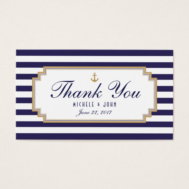 Snyggt Nautical Blue White Tack Märkre Cards Visitkort (Framsidan)