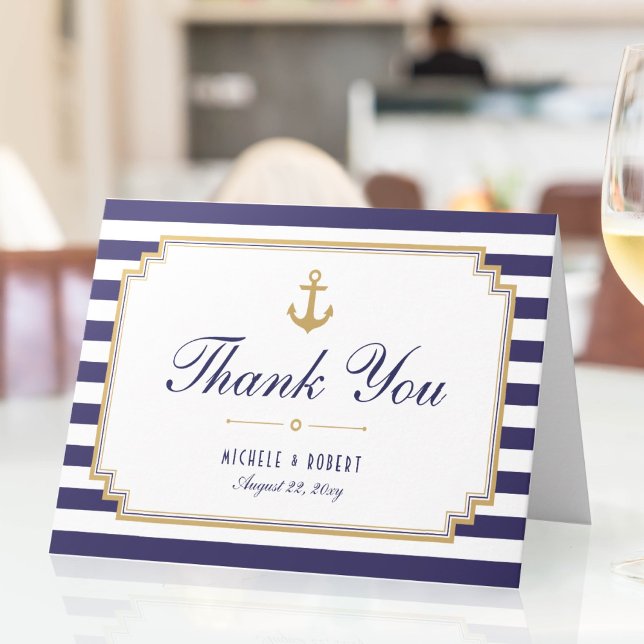 Snyggt Nautical Stripe Tackkort Card (Skapare uppladdad)