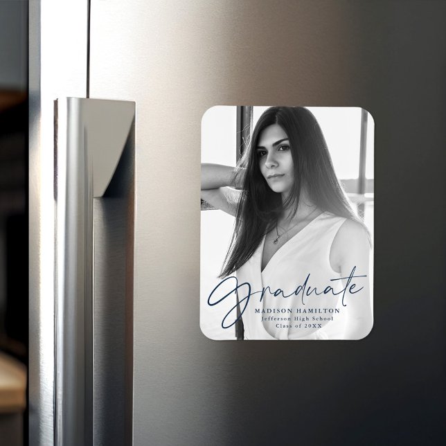 Snyggt Navy-skript, Studenten-annons, foto Magnet (Skapare uppladdad)