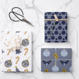 Snyggt Navy Spot jul Bauble Mix Trio