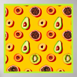 Snyggt Neon Fruits Mönster Poster