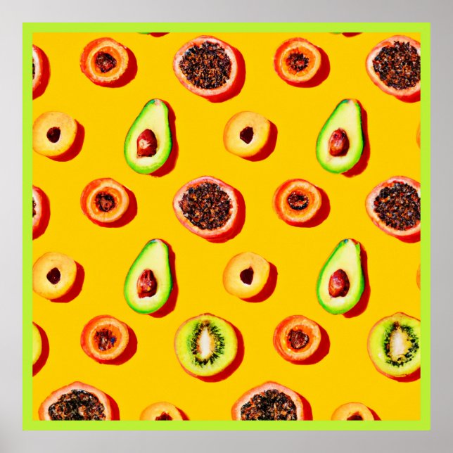 Snyggt Neon Fruits Mönster Poster (Framsidan)