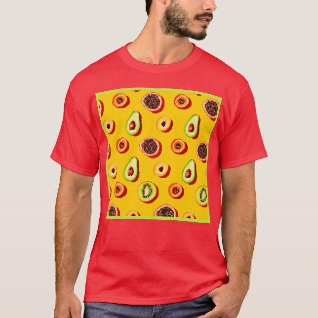 Snyggt Neon Fruits Mönster T Shirt (Framsida)