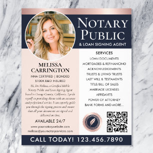 Snyggt Notary Public Photo Blue Rosa ros Guld Flygblad