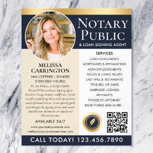 Snyggt Notary Public Services Photo Blue Guld Flygblad