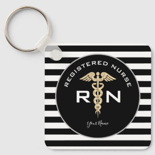 Snyggt Nurse Caduceus Black Rand Personlig Nyckelring