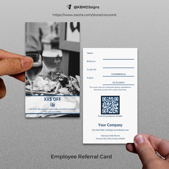 Snyggt Ny kundrabatt, medarbetare belönad Rabattkort (Stylish New Customer Discount Employee Reward Referral Card, Restaurant)