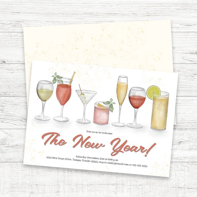 Snyggt nyårsfest-inbjudan inbjudningar (New Year's Eve Custom Party Invitations.)