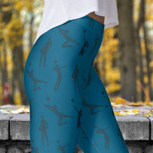 Snyggt Ocean Blue Womens Volleyball Mönster Leggings