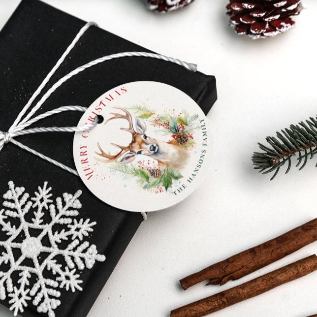Snyggt och Elegant Hjort Juli Greenery Anpassnings Gåvor Etiketter (Skapare uppladdad)