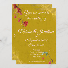 Snyggt och elegant Röda och Guld Inbjudningar