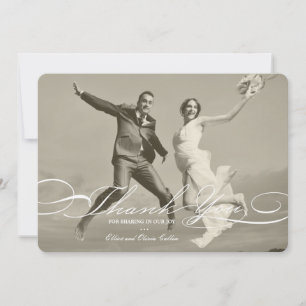 Snyggt- och Elegant-skriptfoto enkelt Bröllop Tack Kort