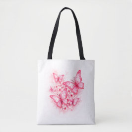 Snyggt och Rosa Butterfly Tote Bag Tygkasse