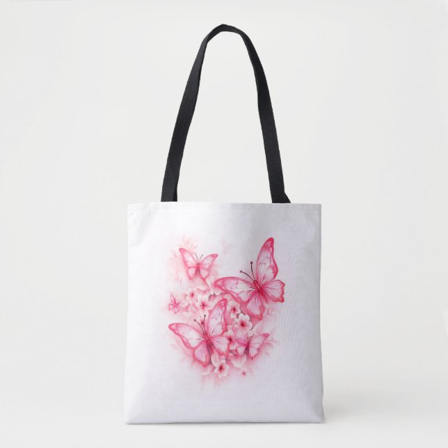 Snyggt och Rosa Butterfly Tote Bag Tygkasse (Framsida)