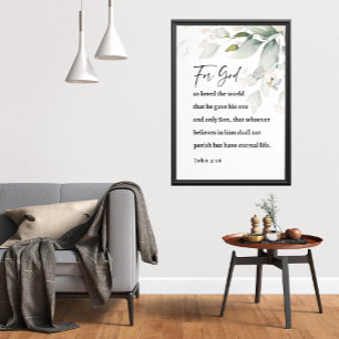 Snyggt och tidslös John 3:16 Scripture Wall Art Poster