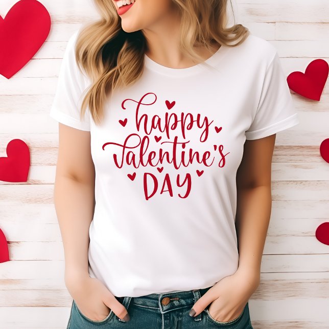 Snyggt och Trendig Glad Alla hjärtans dag i rött T Shirt (Stylish and Trendy Happy Valentine's Day In Red T-Shirt)