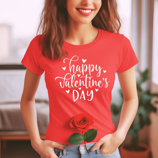 Snyggt och Trendig Glad Alla hjärtans dag T Shirt (Stylish and Trendy Happy Valentine's Day T-Shirt)