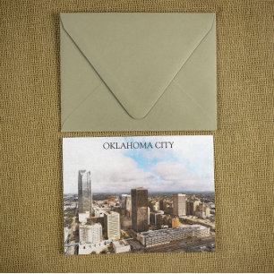 Snyggt Oklahoma City Cityscape Panorama View Vykort