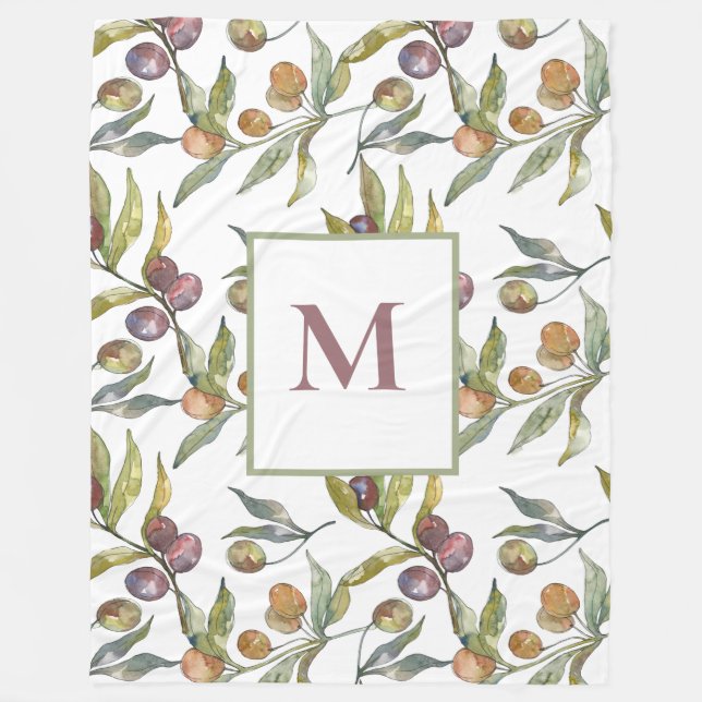 Snyggt Olive Grenar Monogram Fleece Blanket (Framsidan)