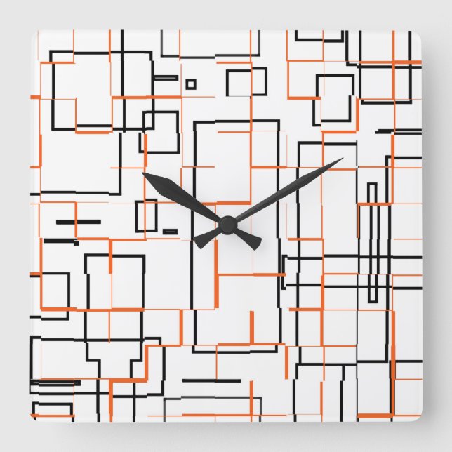Snyggt Orange Black Mönster   Fyrkantig Klocka (Framsida)