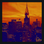 Snyggt Orange Blue Retro Pop Art New York Poster<br><div class="desc">New York City Midtown Old Stil Image - Vintage New York Artworks</div>