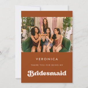 Snyggt Orange Bridesmaid Tack för fotokortet Inbjudningar