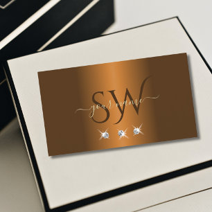 Snyggt Orange Brown Beige Gnistra Jewels Monogram Visitkort