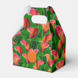 Snyggt Orange Calla Lilies och Grönt Botanicals Presentaskar