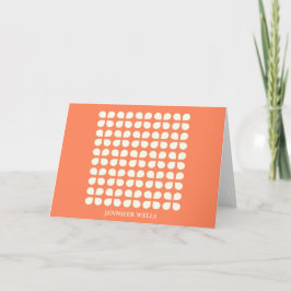 Snyggt Orange Geometric Blommigt Retro Monogram Kort