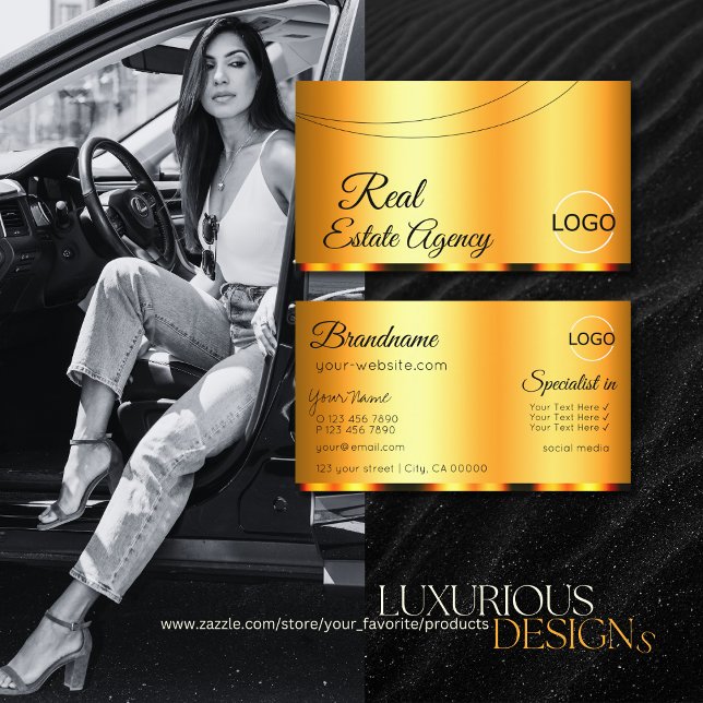 Snyggt Orange Glamorös med Logotyp Professionell Visitkort (Skapare uppladdad)