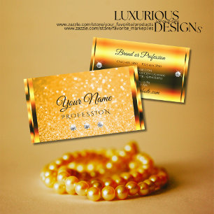 Snyggt Orange Glitter Luminous Stars Rhinestones Visitkort