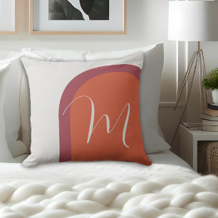 Snyggt Orange Magenta Rosa Arch med Monogram Kudde