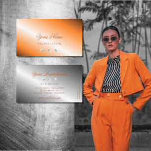 Snyggt Orange Silver Pärlande diamanter Elegant Visitkort