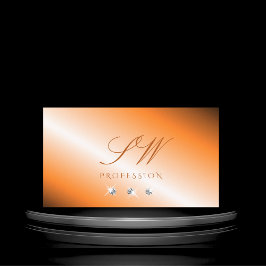 Snyggt Orange Silver Sparkling Diamonds Monogram Visitkort