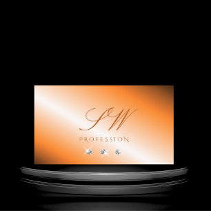 Snyggt Orange Silver Sparkling Diamonds Monogram Visitkort