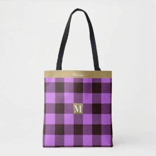 Snyggt Orchid Tartan Leather Monogram Namn Möhippa Tygkasse