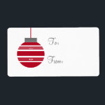 Snyggt Ornament Helgdag Gift-Märkre, röd Fraktsedel<br><div class="desc">Elegant och glam-Snyggt Märkre för Helgdag av ornament Gift. Lägg till lite helgdag till alla julklappar den här säsongen! Namnen till överlämnande- och presentmottagare får skrivas för hand. Text kan också tas bort så att du kan skriva ut märkre för presentkort för personlig på din egen hemskrivare.</div>