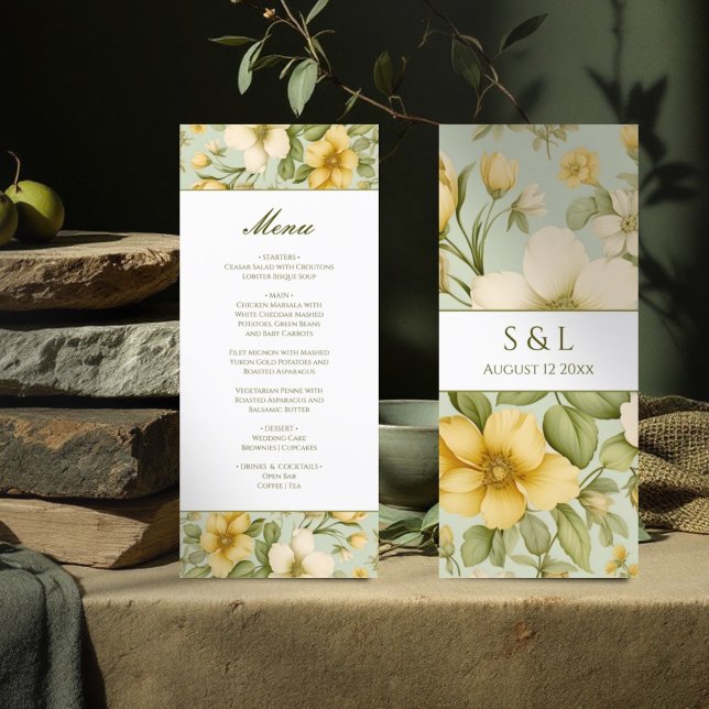 Snyggt på menyn bröllop för mjuk grönt och beige b meny (Skapare uppladdad)