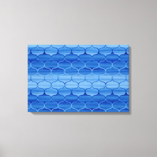 Snyggt Paintad Blue Ogee Mönster Canvastryck