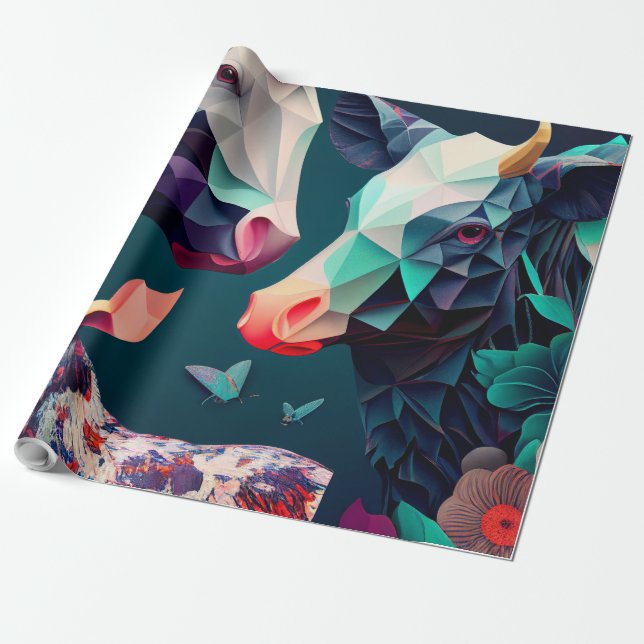 Snyggt Papper för ompackning av djur Presentpapper (Utrullad)