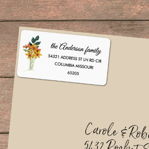 Snyggt Papper Quilling Flowers Retur Adressetikett
