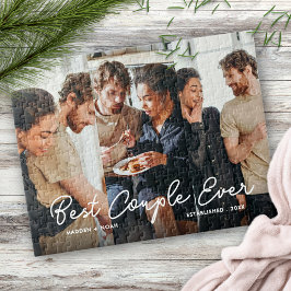 Snyggt par fotoskripttypografi - kollage pussel