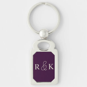 Snyggt par initialer monogrammat rektangulärt silverfärgad nyckelring