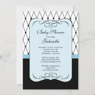 Snyggt Parisian Blue Boy Baby Shower-inbjudan Inbjudningar